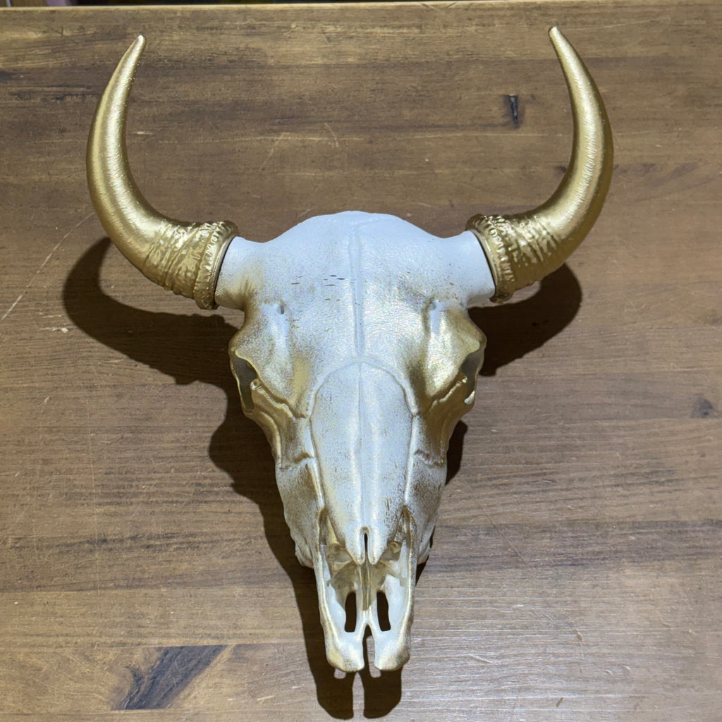 CRANEO VACA DECORADO DORADO