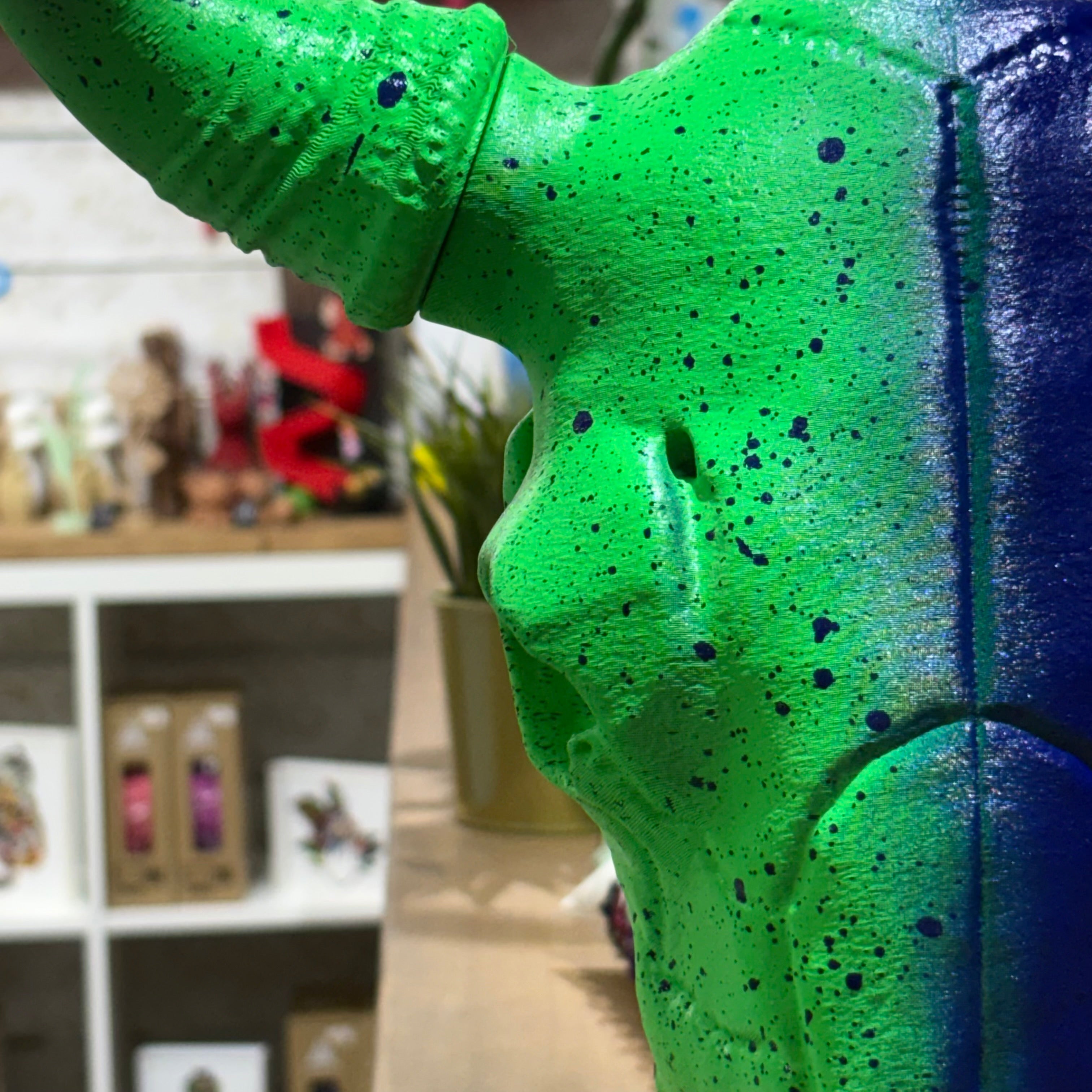 CRANEO VACA DECORADO AZUL/VERDE