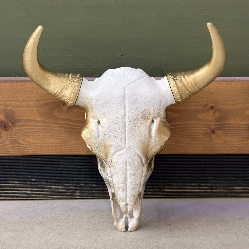 CRANEO VACA DECORADO DORADO